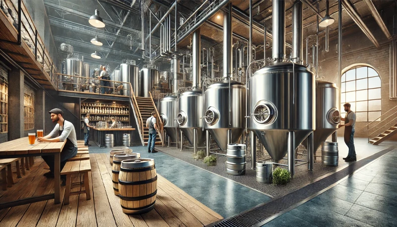 Una fabrica de cerveza artesanal Una fábrica de cerveza artesanal