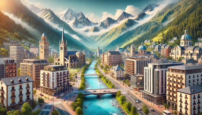 Una representación de la ciudad de Andorra la vella