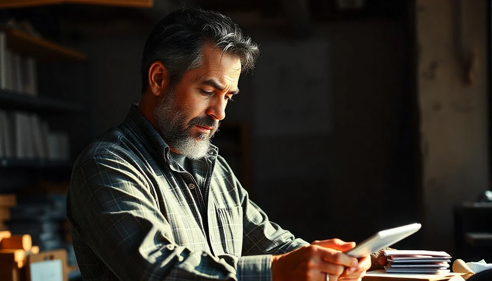 Un hombre empresario digitalizando sus facturas