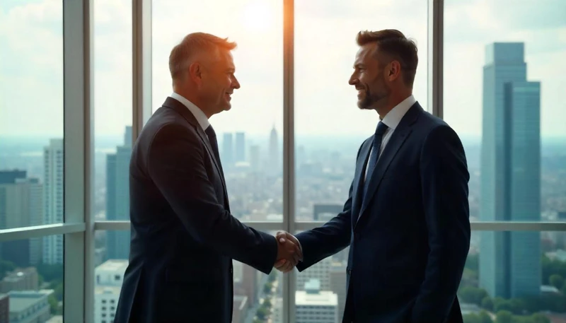 Dos hombres de negocios estrechandose la mano