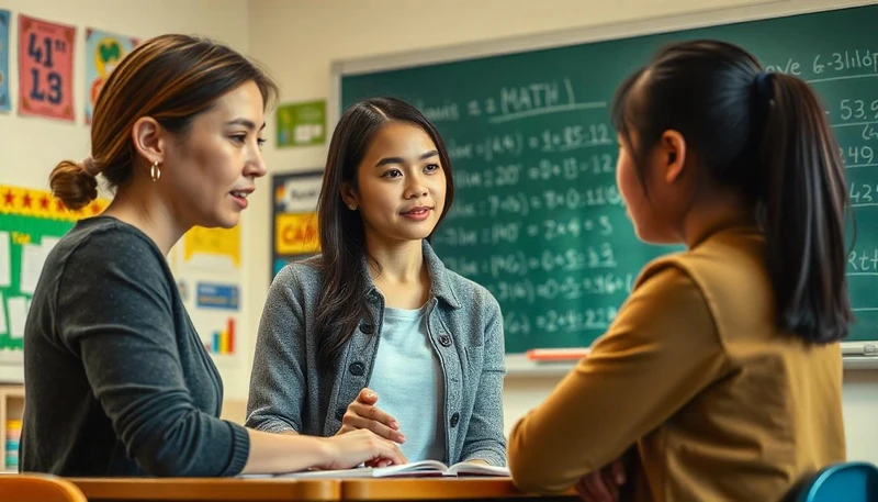 Una mujer dando clases particulares a un alumno Una mujer dando clases particulares a un alumno